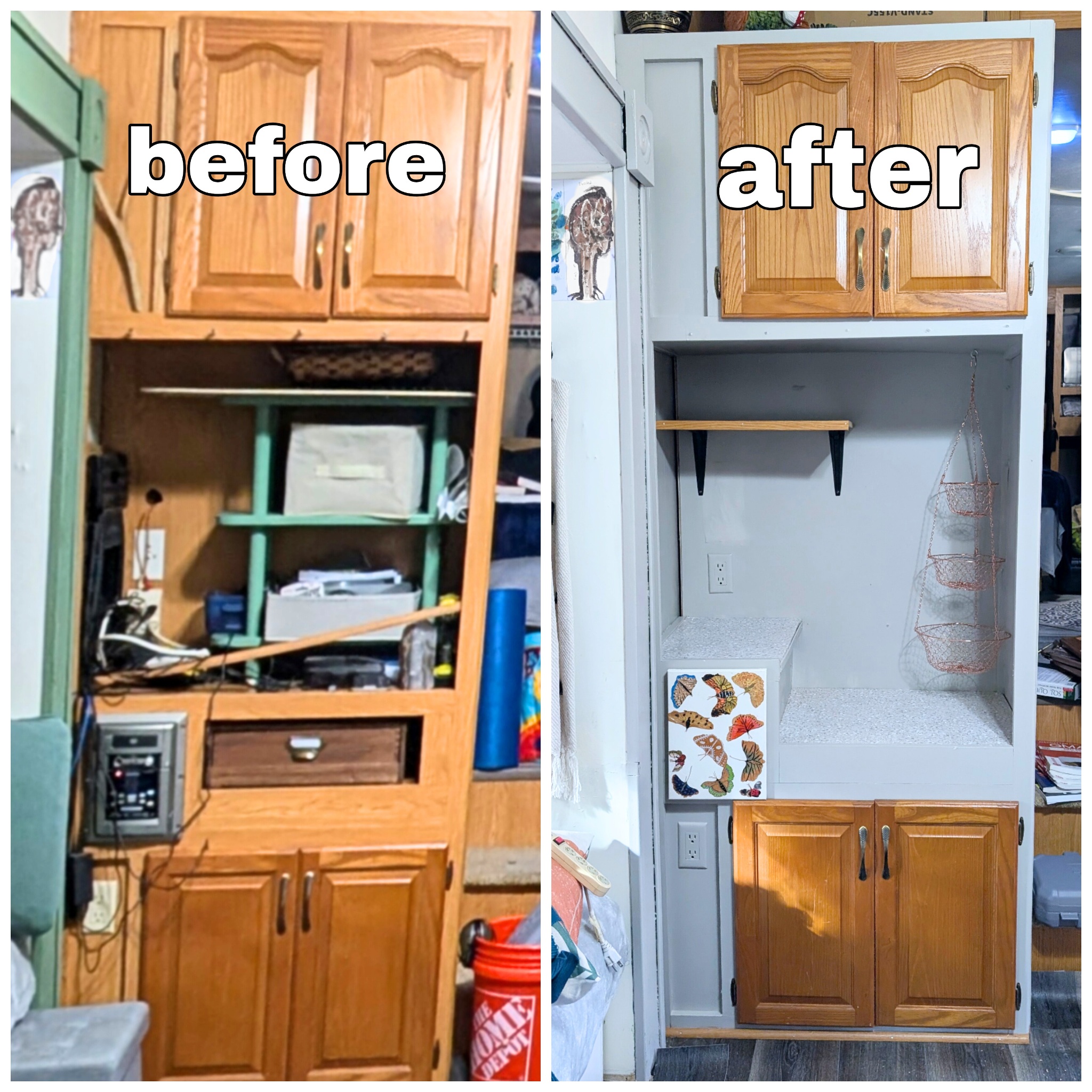 Camper Entertainment Center Transformed to Barista Nook